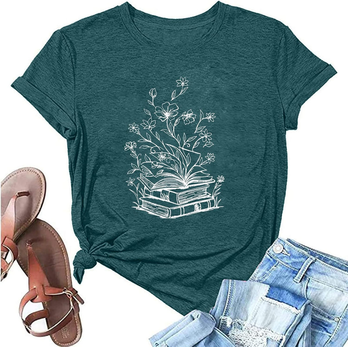 Book T-Shirts for Women It's A Good Day to Read Shirts Book Lovers Shirt Casual Short Sleeve Tee Tops - Dark Green