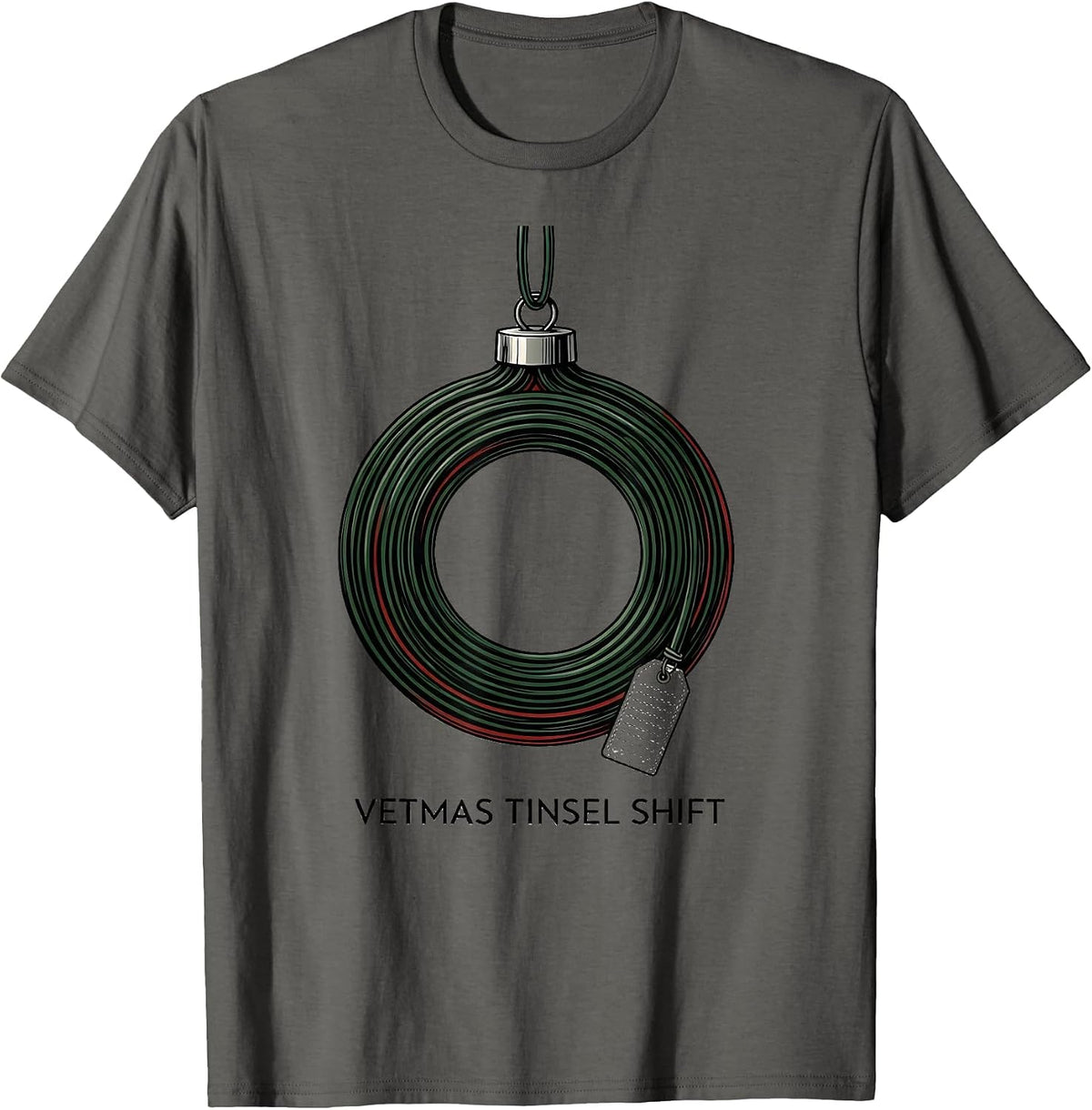 Vetmas Tinsel Shift Funny Veterinarian Christmas Vet Tech T-Shirt, Men, Asphalt Grey, XX-Large - As Pictured