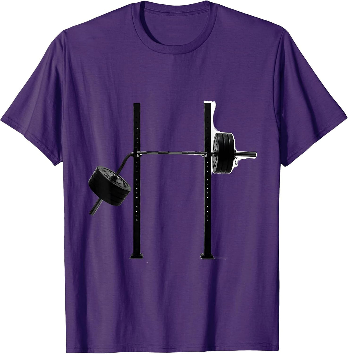 Men's Bent Barbell Funny Gym Workout Humor T-Shirt - Purple