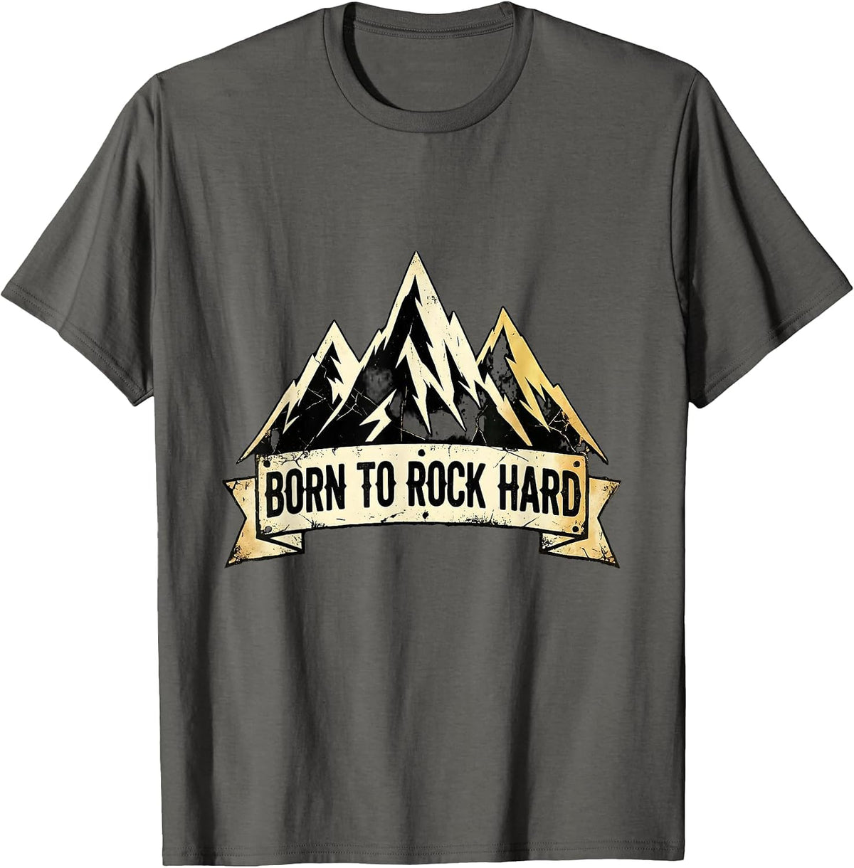 Born to Rock Hard Vintage Rock Music Design T-Shirt - Asphalt Grey