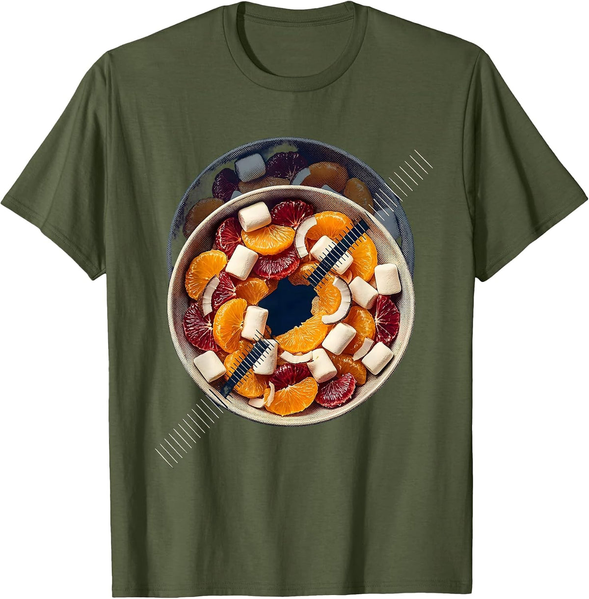 Citrus Marshmallow Bowl Thanksgiving Food Humor T-Shirt - Olive Green