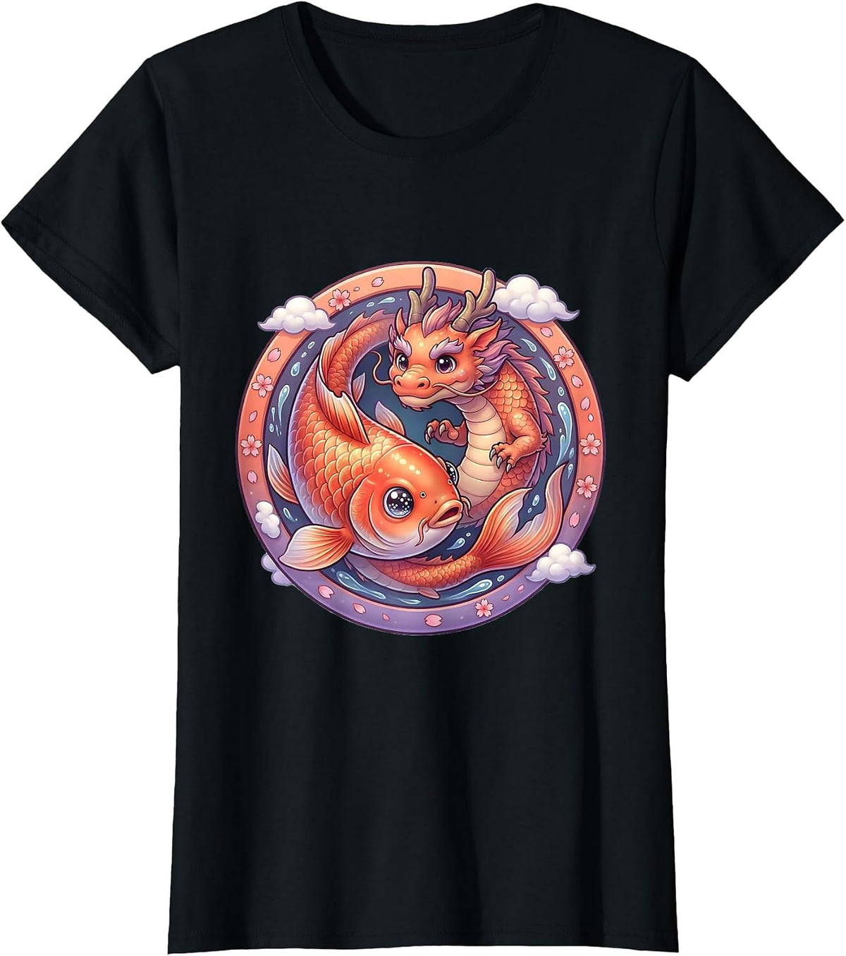 Koi to Dragon Transformation Anime Art T-Shirt - Black