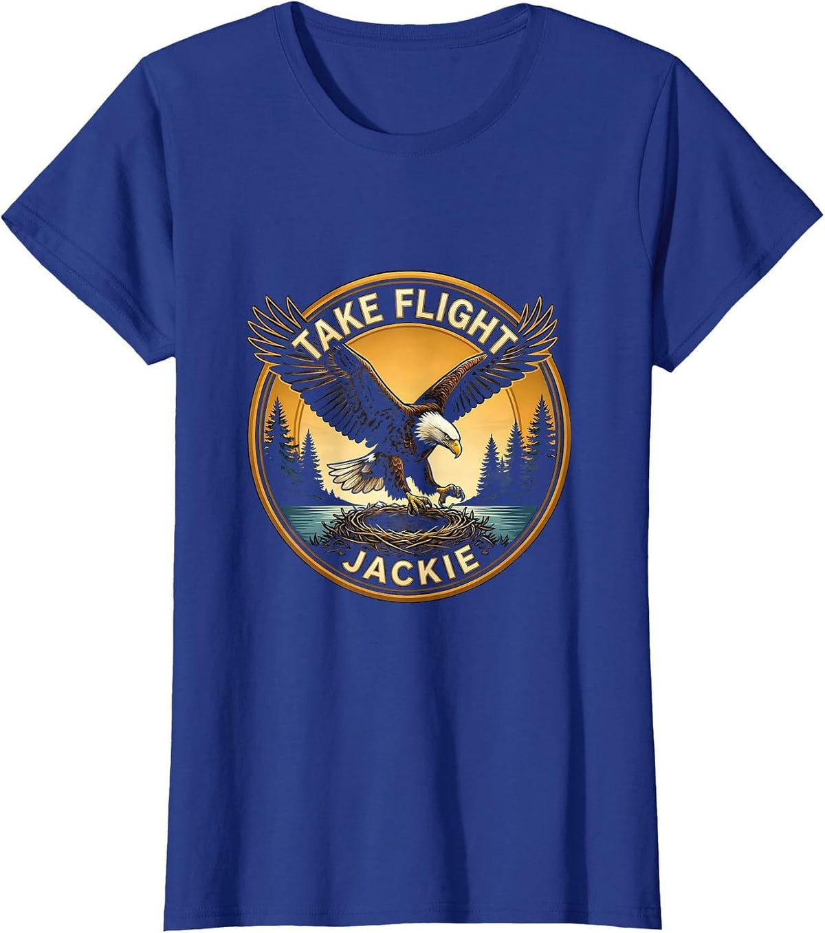 Women's Take Flight Jackie Bald Eagle Memorial Big Bear Lake Nature T-Shirt - Royal Blue