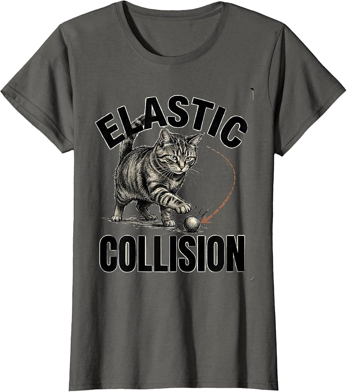 Women's Elastic Collision Funny Cat Physics Humor Design For Cat T-Shirt - Asphalt Grey