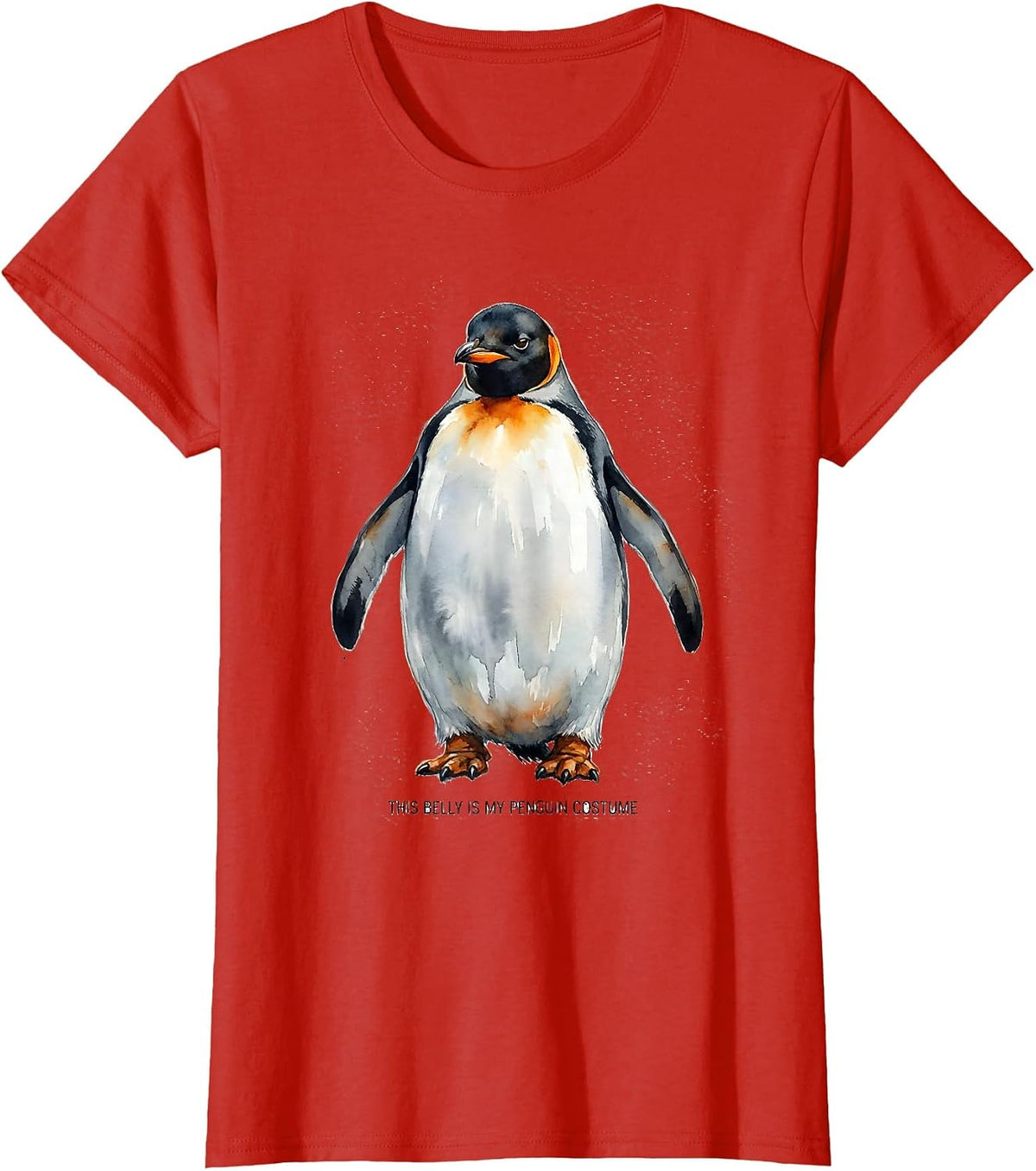 Women's This Belly Is My Penguin Costume Funny Penguin Lover Novelty T-Shirt - Red