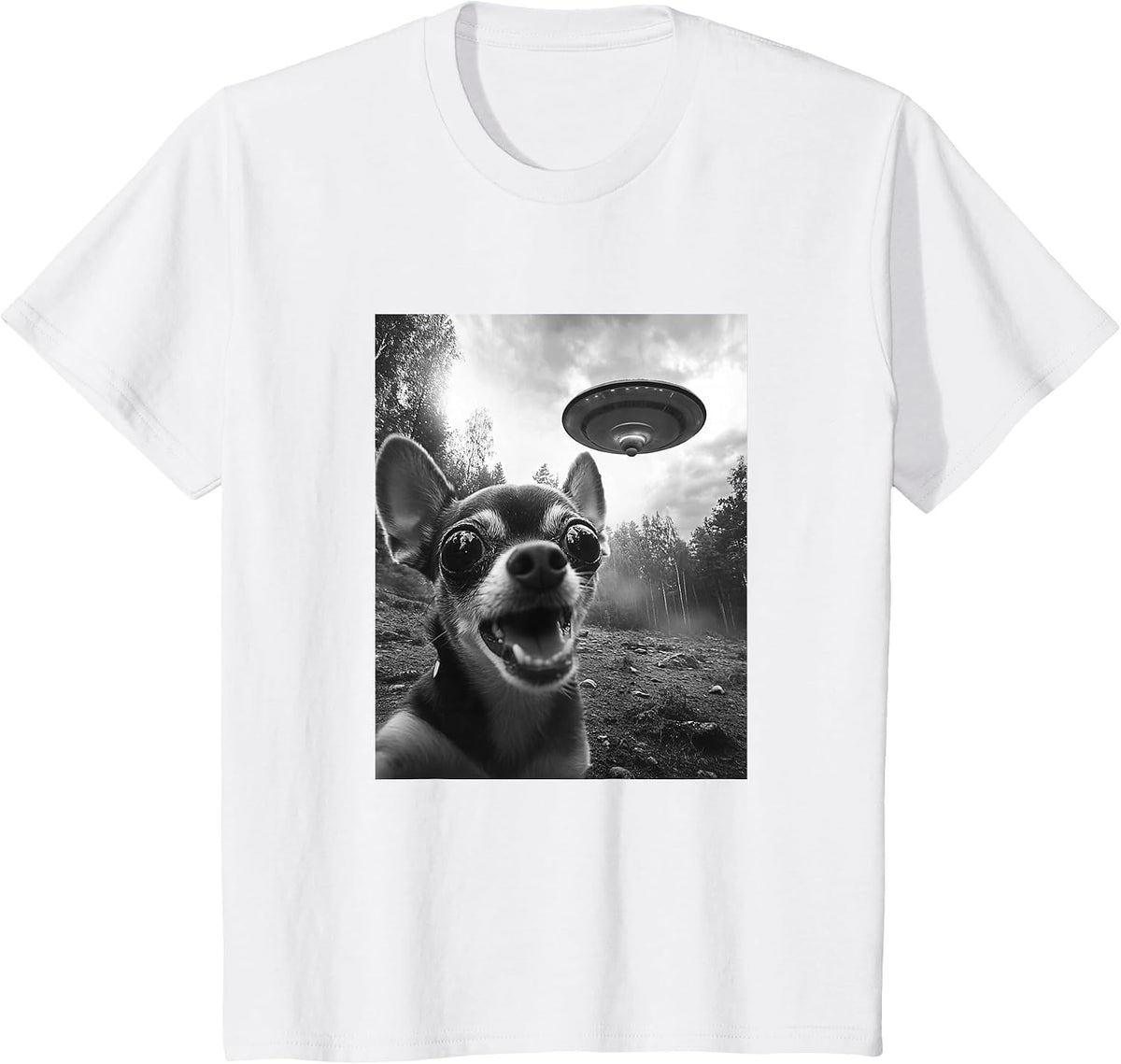 Alien UFO Funny Meme Chihuahua T-Shirt - White