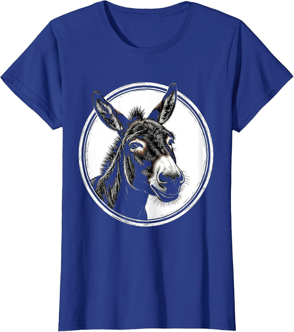 Women's Donkey Face Scratchboard Funny Farm Animal Lover T-Shirt - Royal Blue