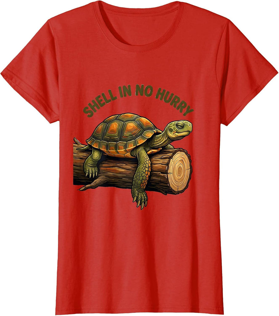 Women's Shell In No Hurry Funny Turtle Lover Reptile Enthusiast Gift T-Shirt - Red