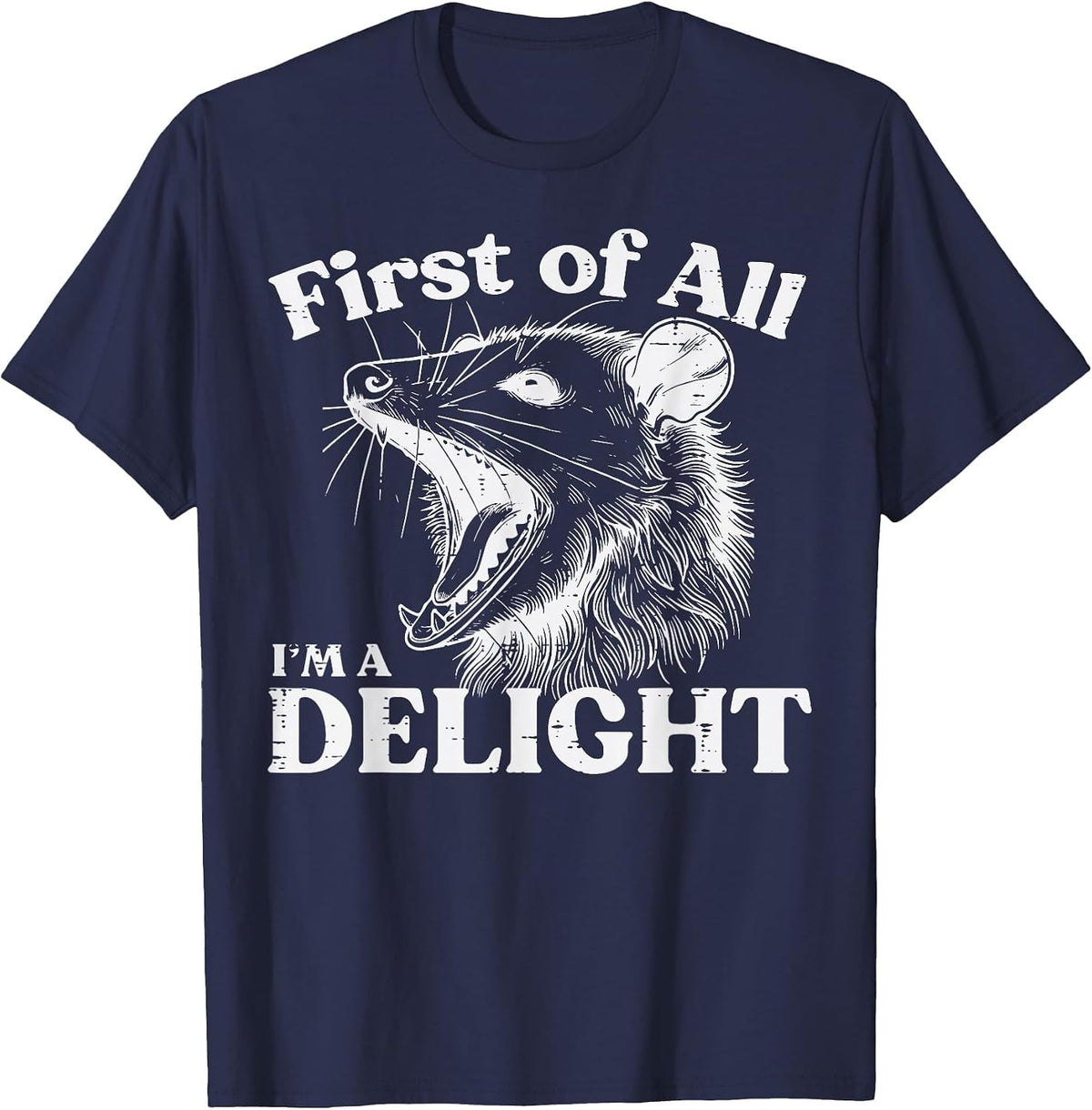 Opossum First Im A Delight Funny Possum Humor Men Women Kids T-Shirt - Navy Blue