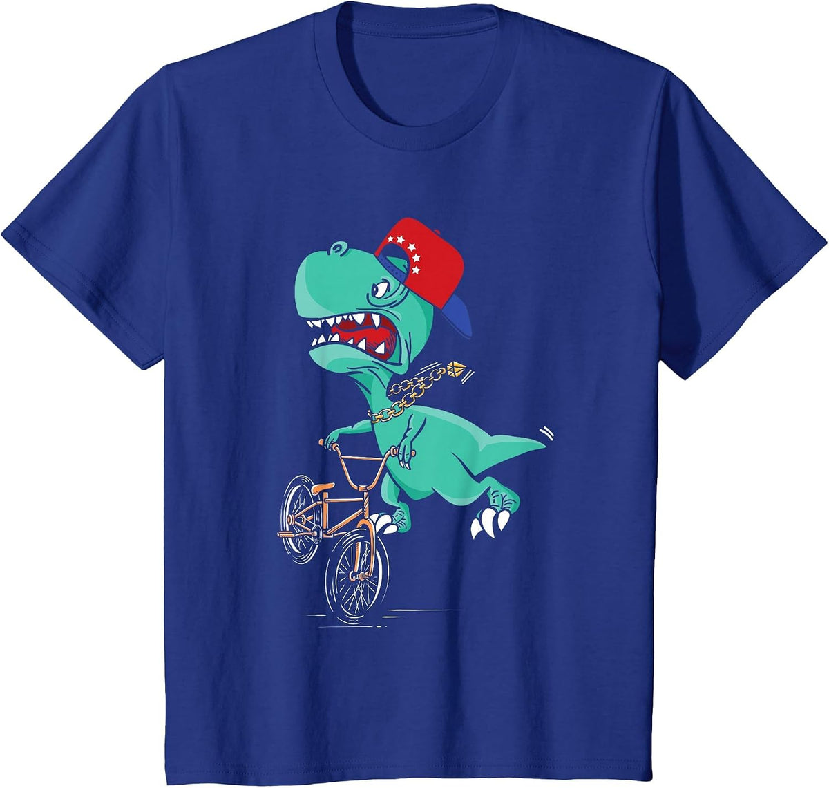 Funny T-Rex Dino Cyclist | BMX MTB Biking | Bike Cycling T-Shirt - Royal Blue