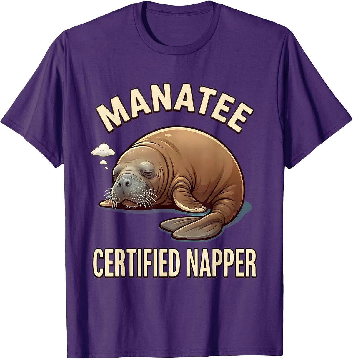 Men's Manatee Certified Napper Funny Sea Animal Lover Humor T-Shirt - Purple