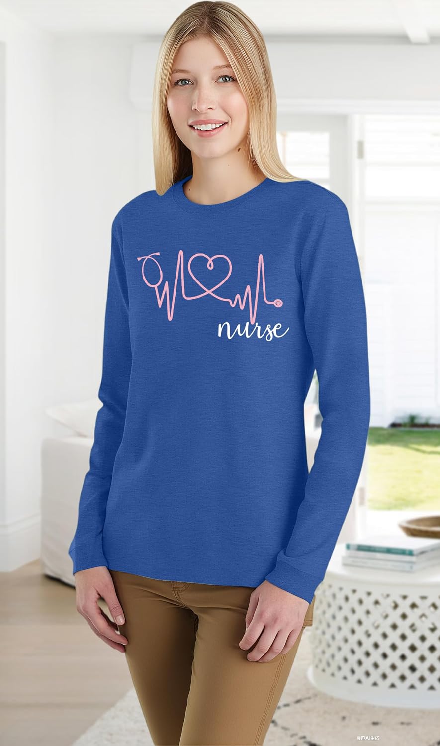 SFHFY Nurse Shirts Women: Nurse Life T-Shirt Casual Heartbeat Graphic Tee - size chart