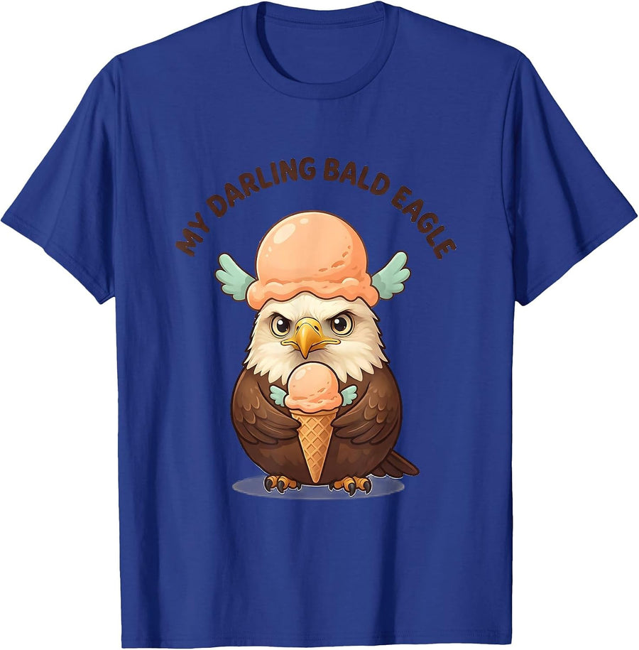 My Darling Bald Eagle Cute Kawaii Bird Lover Novelty T-Shirt - Royal Blue