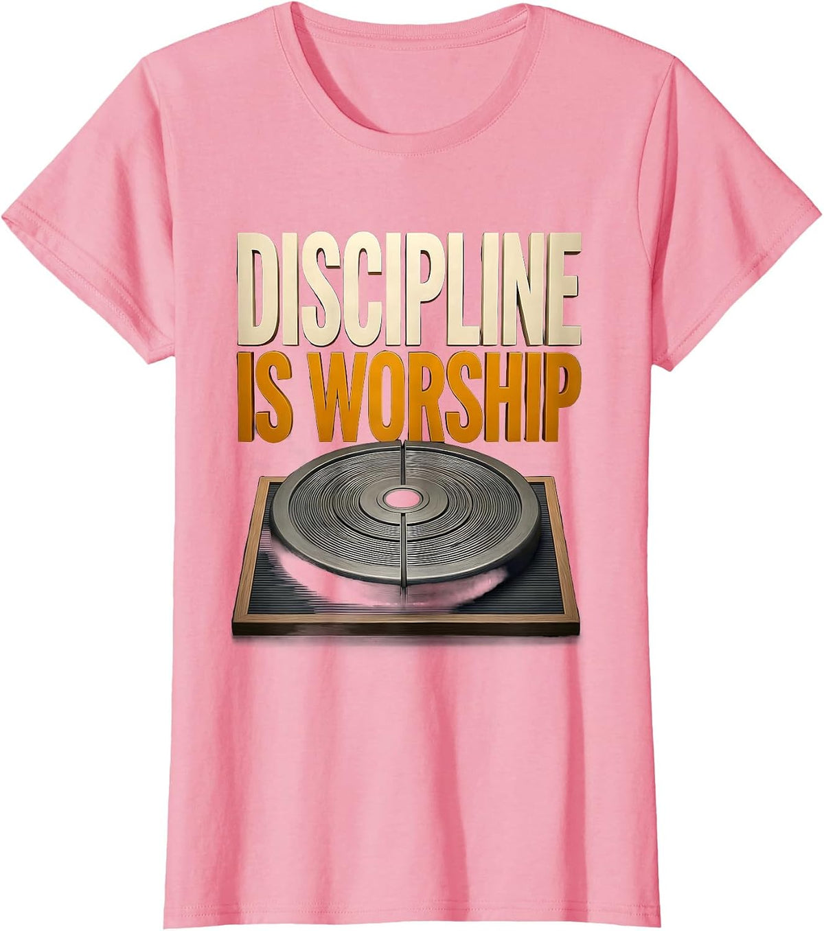 Women's Discipline Is Worship Christian Gym Faith Fitness Humor T-Shirt - Pink