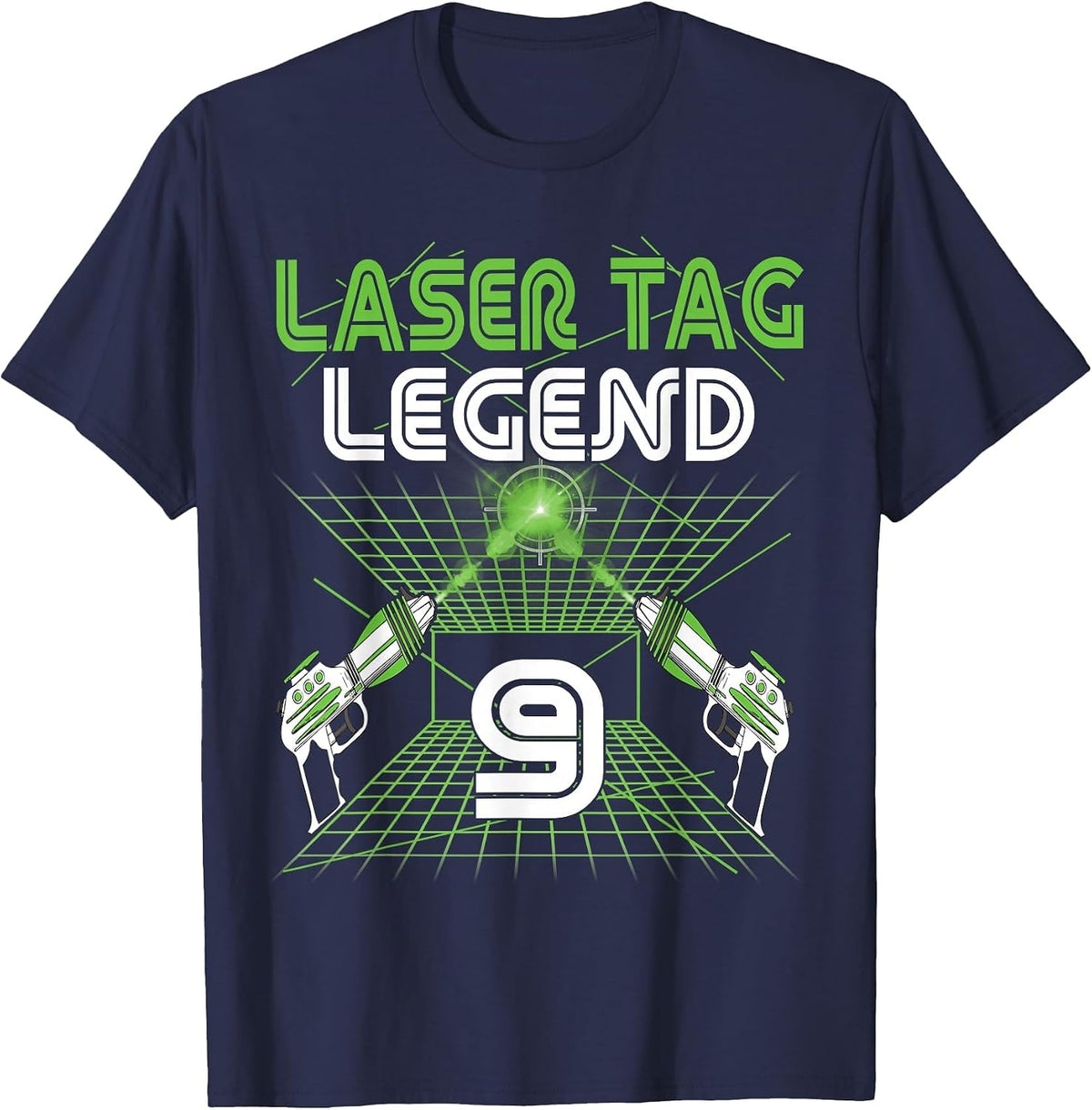 Lasertag Birthday Party - Laser tag 9 Years Birthday T-Shirt - Navy Blue