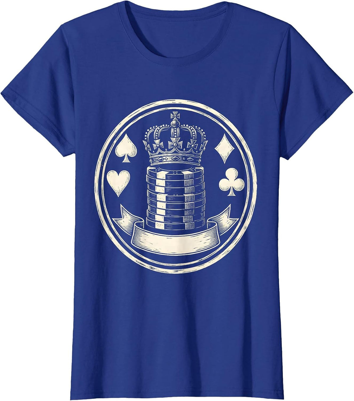 Women's Sealed Crown Chip Card Suit Humor Poker Player T-Shirt - Royal Blue