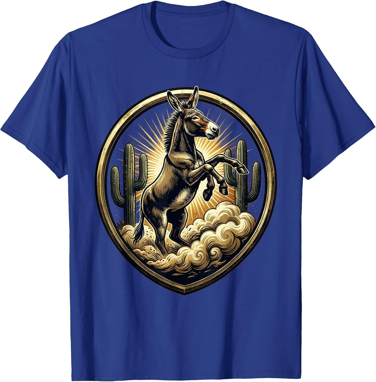 Men's Wild Donkey Kicking Up Desert Dust Graphic T-Shirt - Royal Blue