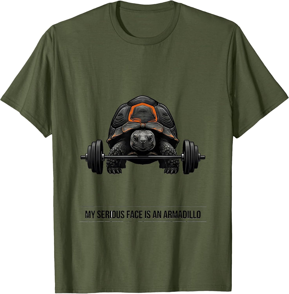 My Serious Face Is An Armadillo Funny Gym Weightlifting T-Shirt - Olive Green