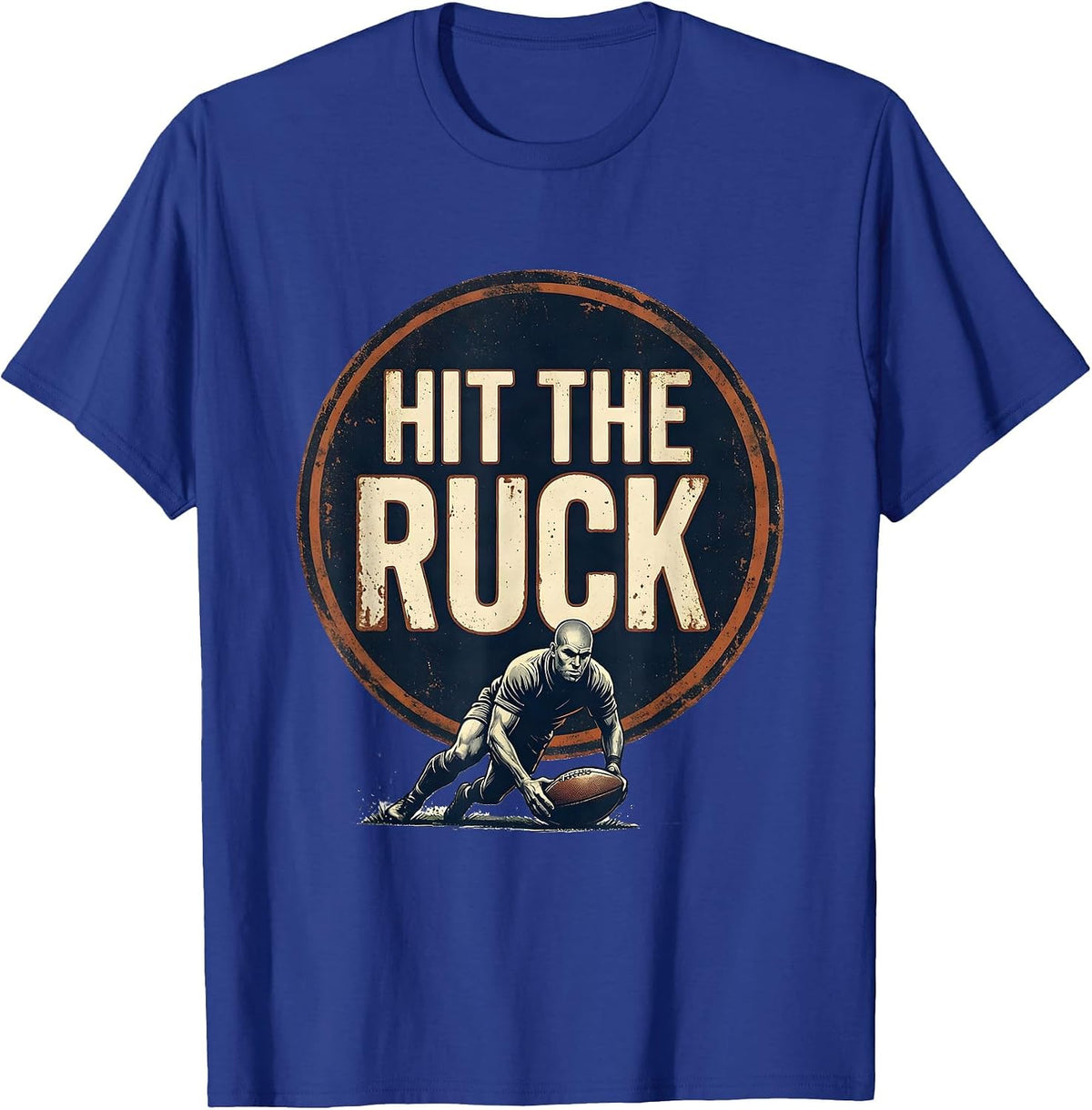 Men's Hit The Ruck Vintage Rugby Player Coach Fan Humor T-Shirt - Royal Blue