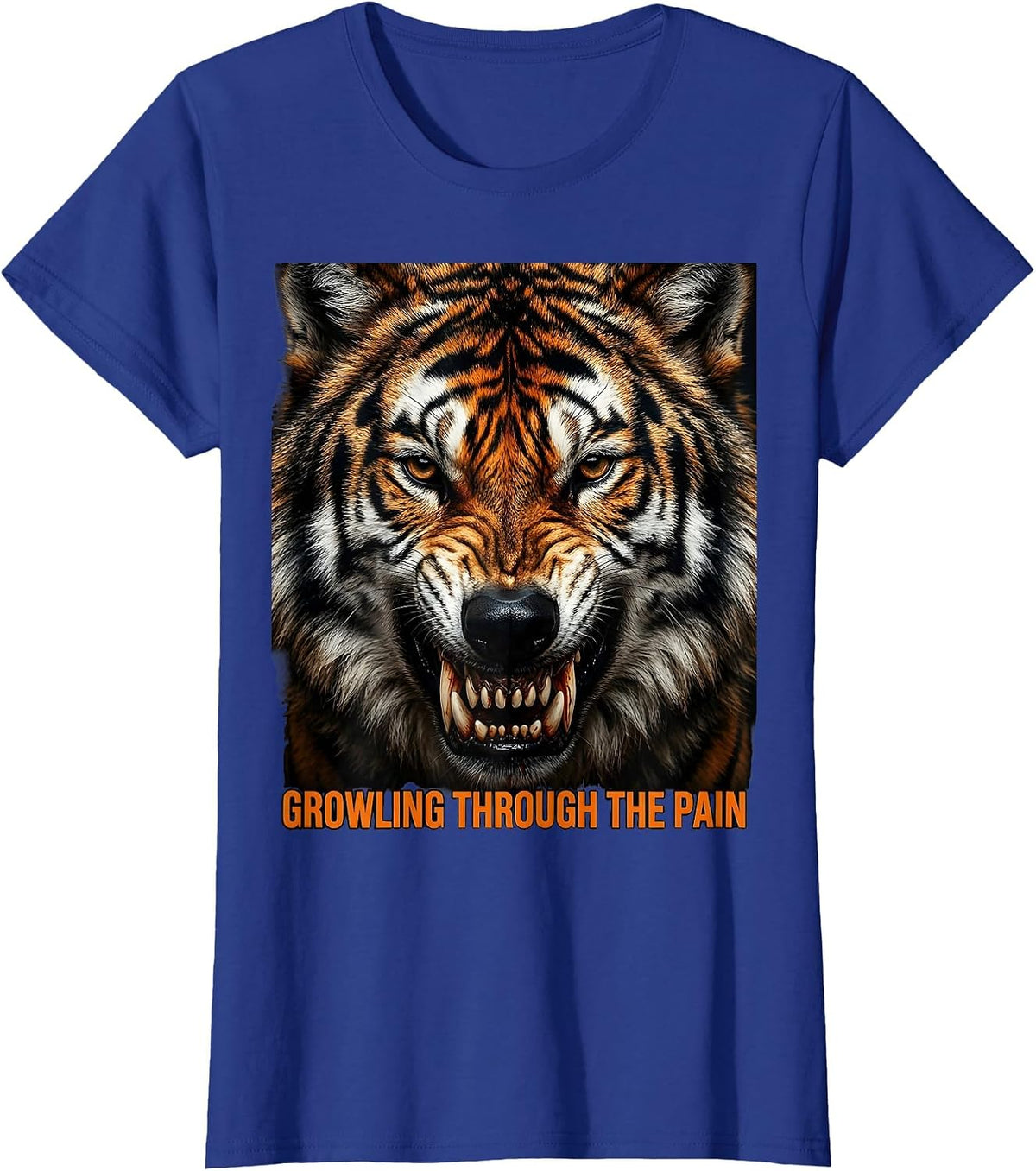 Women's Growling Through the Pain Death Metal Design T-Shirt - Royal Blue