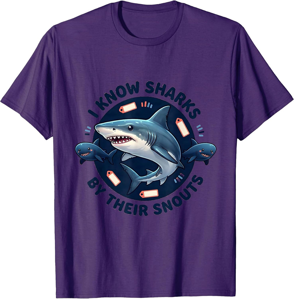 Men's I Know Sharks By Their Snouts Cute Kawaii Shark Lover Gift T-Shirt - Purple