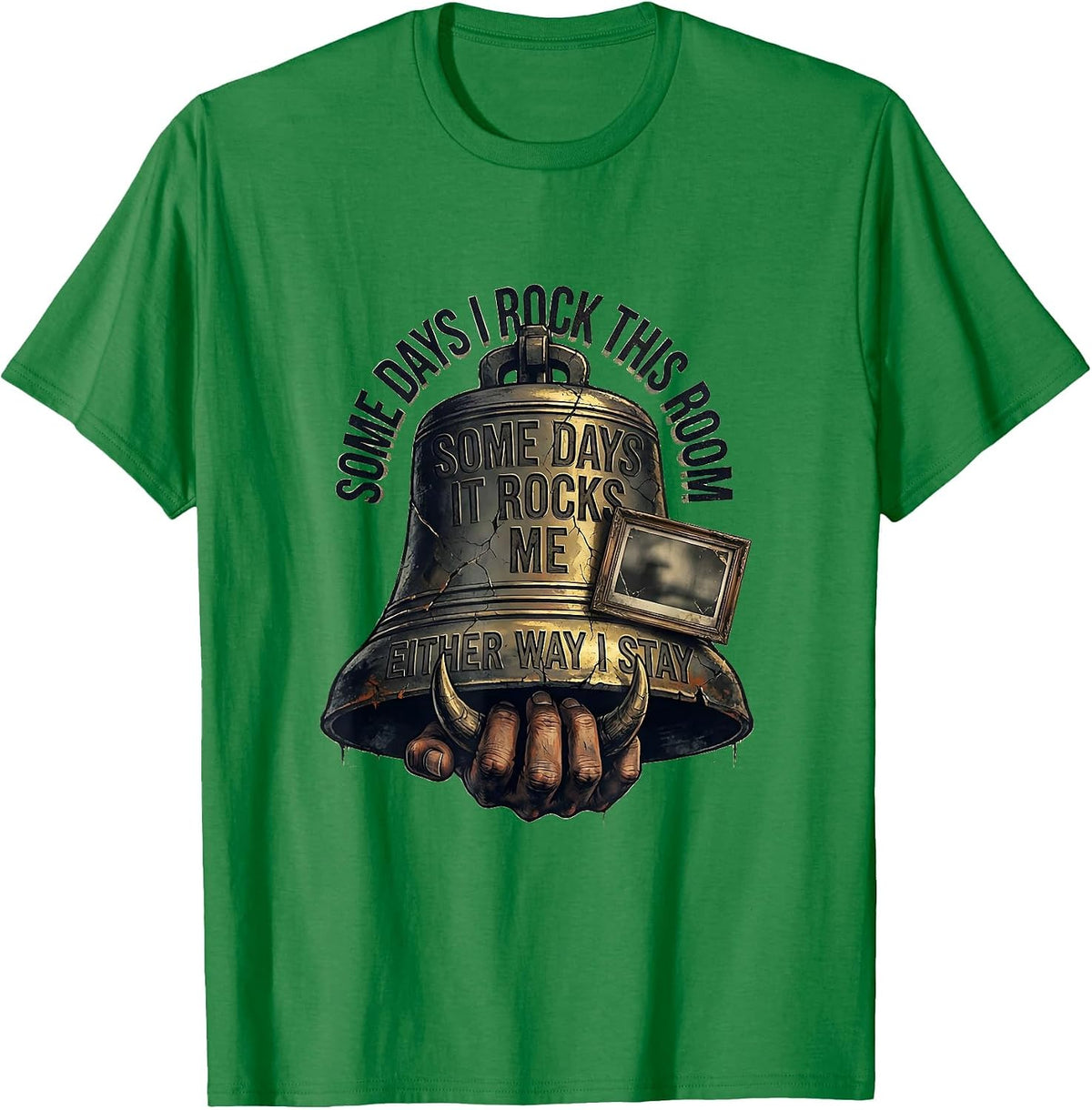 Men's Some Days I Rock This Room Distressed Rock On Classroom T-Shirt - Kelly Green