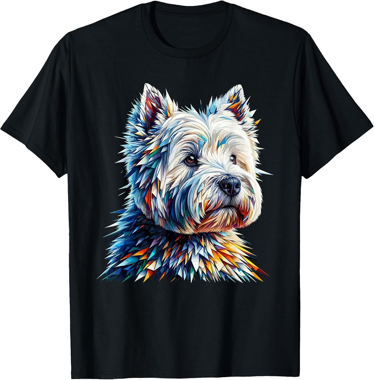 Polygon Art West Highland White Terrier Westie T-Shirt - Black