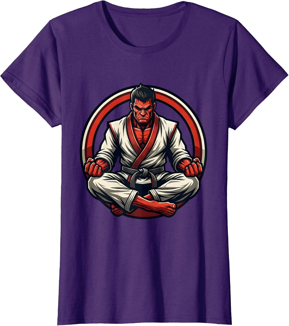 Women's Jiu Jitsu Meditating Warrior Competition Mat T-Shirt - Purple