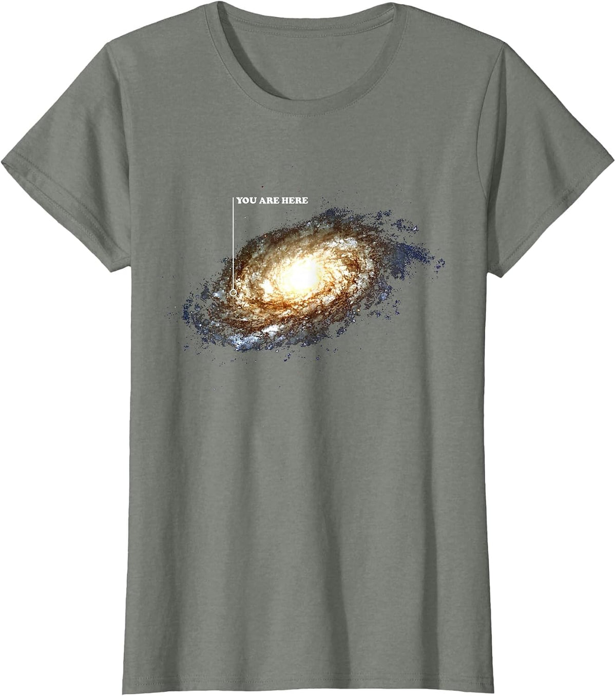 Galaxy Space Universe Astronomy Funny You are Here T-Shirt - Olive Heather