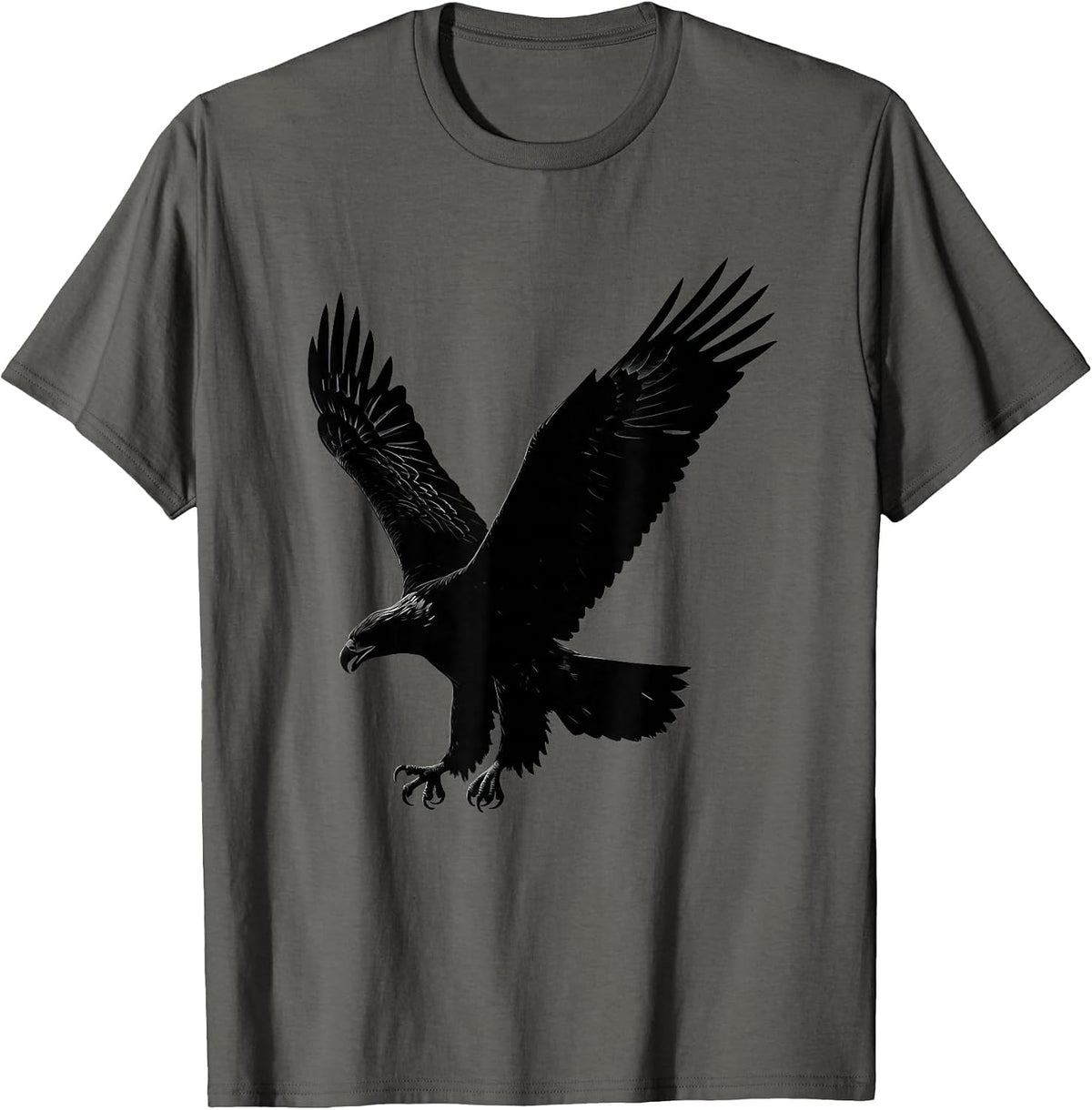 Eagle Diving Talons Extended Raptor Strike Art T-Shirt - Asphalt Grey