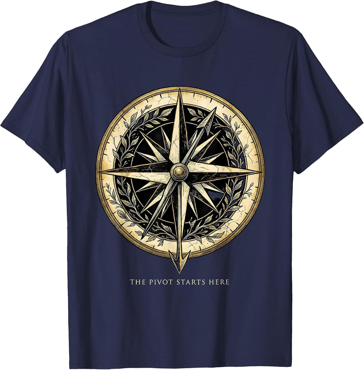 The Pivot Starts Here Turning Point Design T-Shirt - Navy Blue