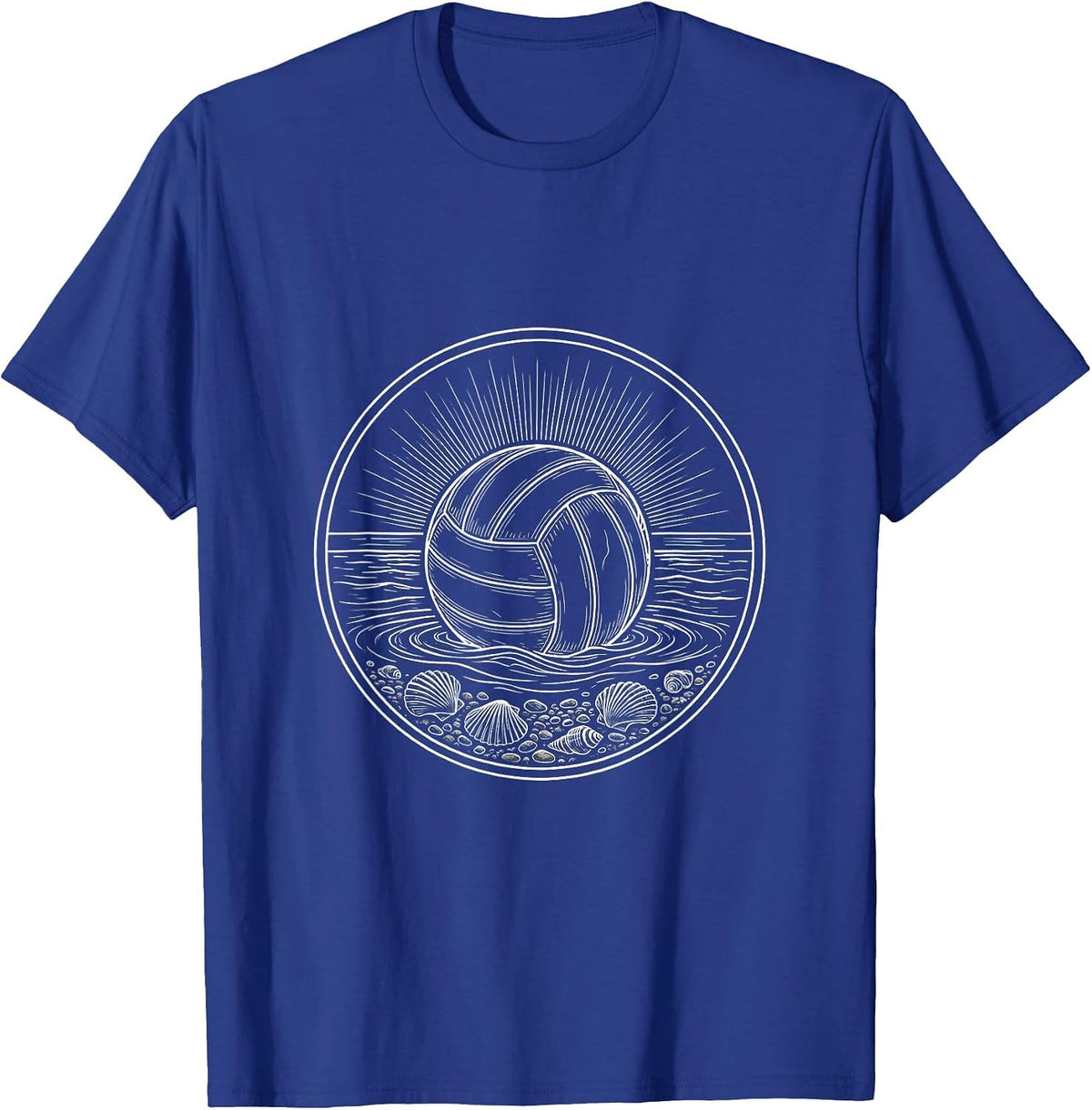 Sun-Bleached Volleyball on the Shoreline T-Shirt - Royal Blue