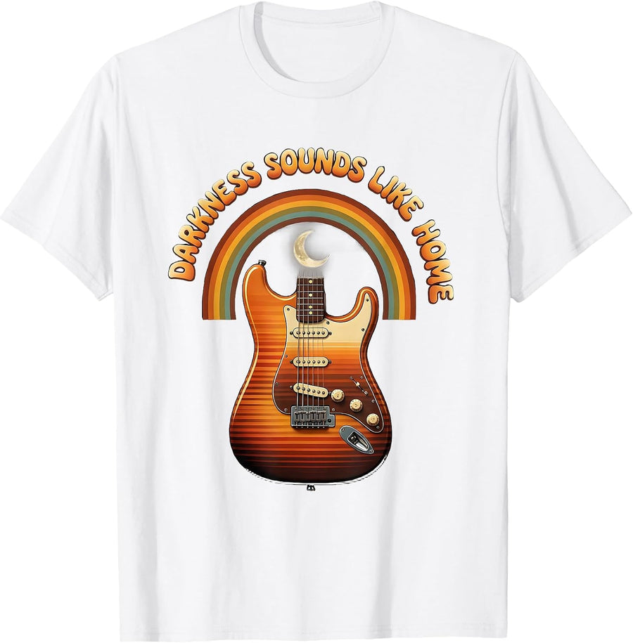 Darkness Sounds Like Home Metal Design T-Shirt - White