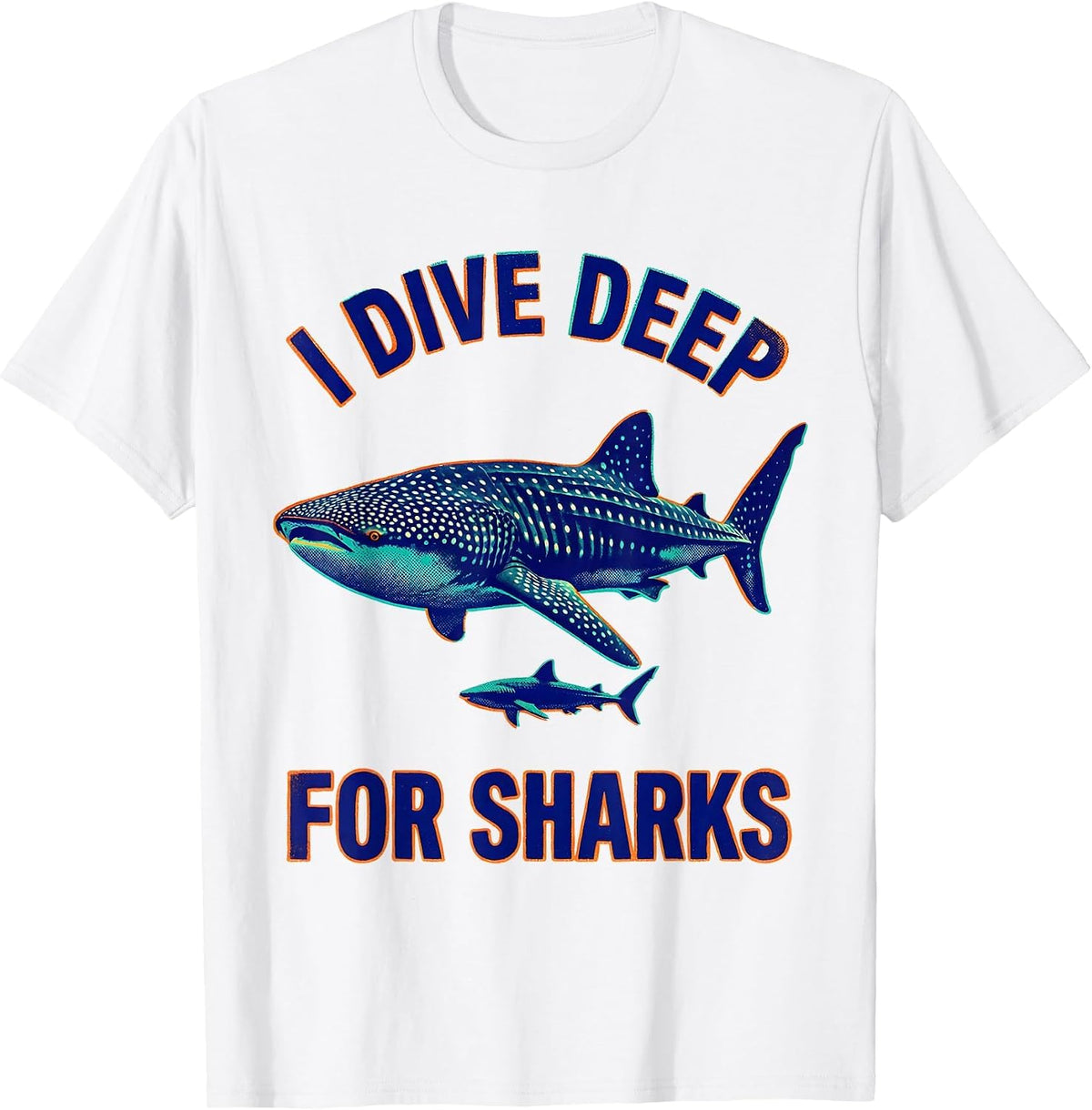Men's I Dive Deep For Sharks Funny Whale Shark Ocean Animal Lover T-Shirt - White