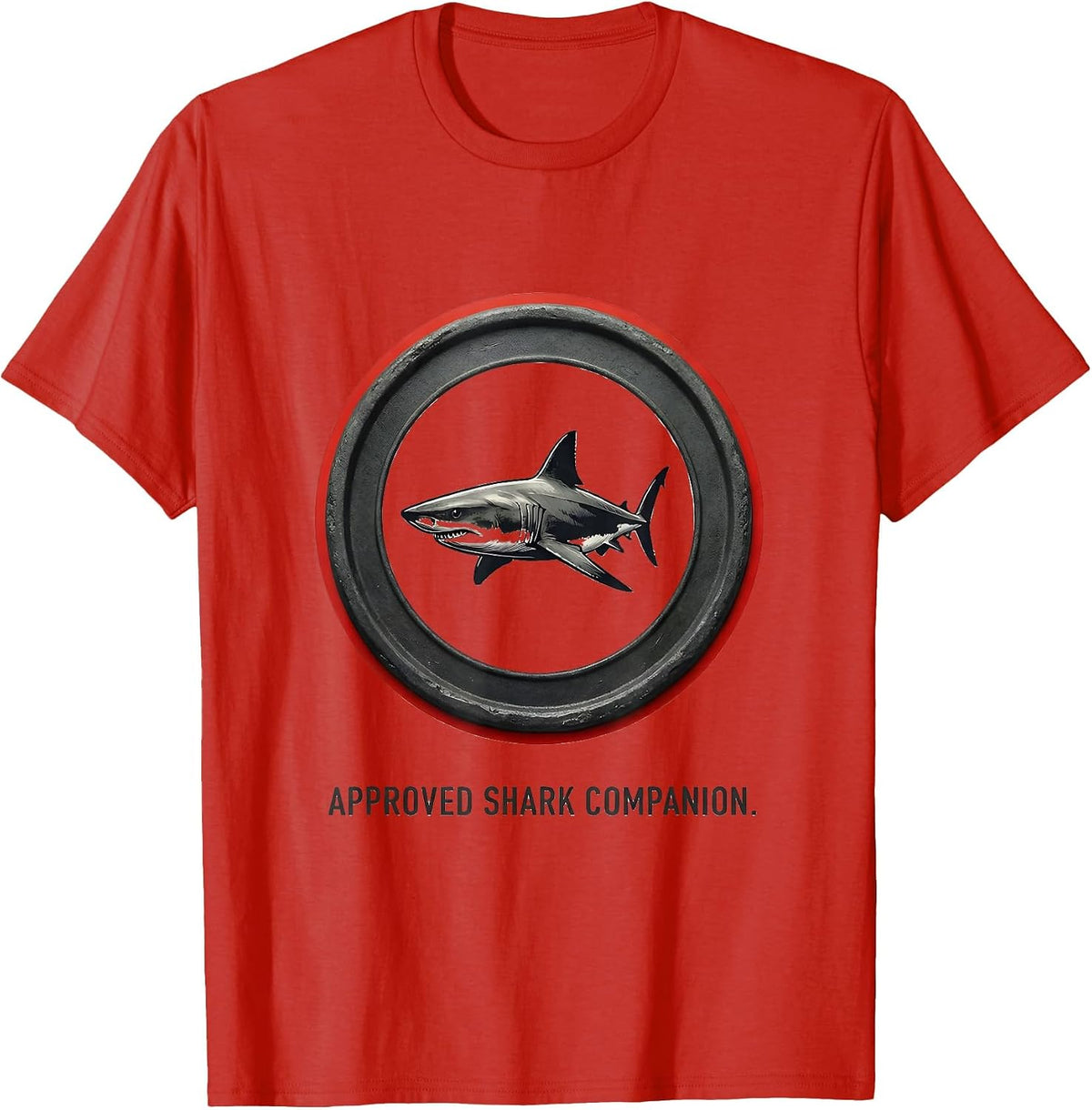 Men's Approved Shark Companion Funny Shark Lover Ocean Wildlife T-Shirt - Red