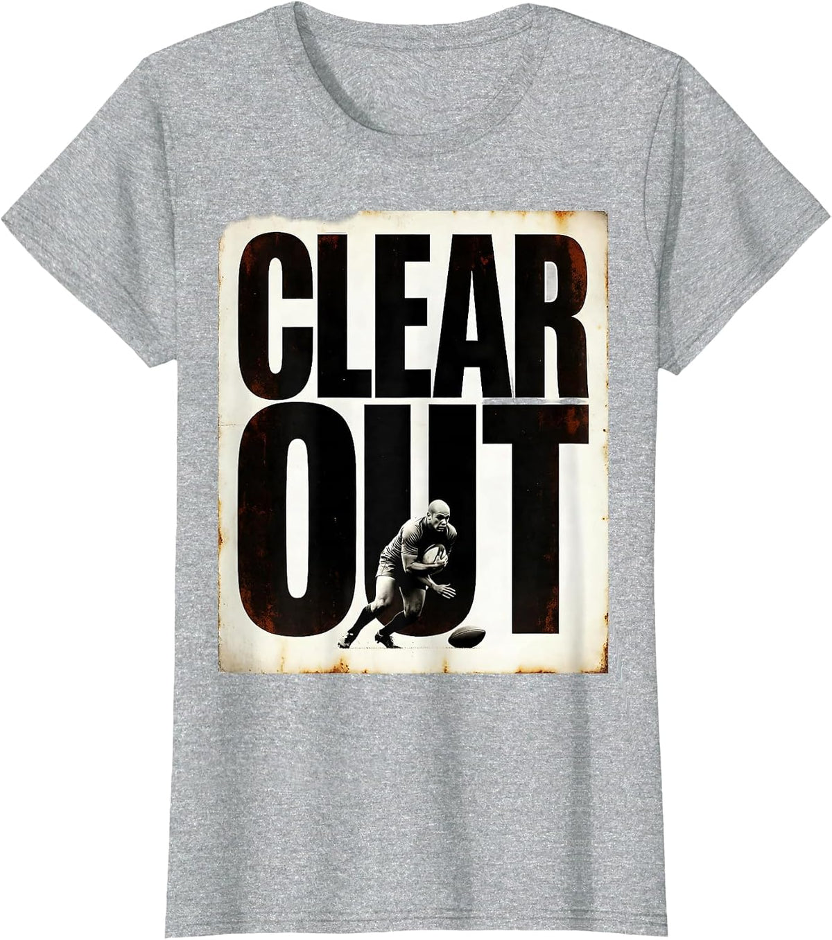 Clear Out Funny Rugby Player Coach Fan Vintage Humor T-Shirt - Heather Grey