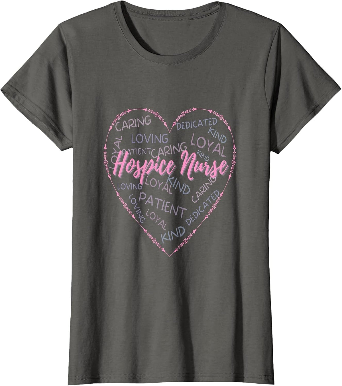 Hospice Nurse Heart Nurses Nursing Graduation Medical Love T-Shirt - Asphalt Grey