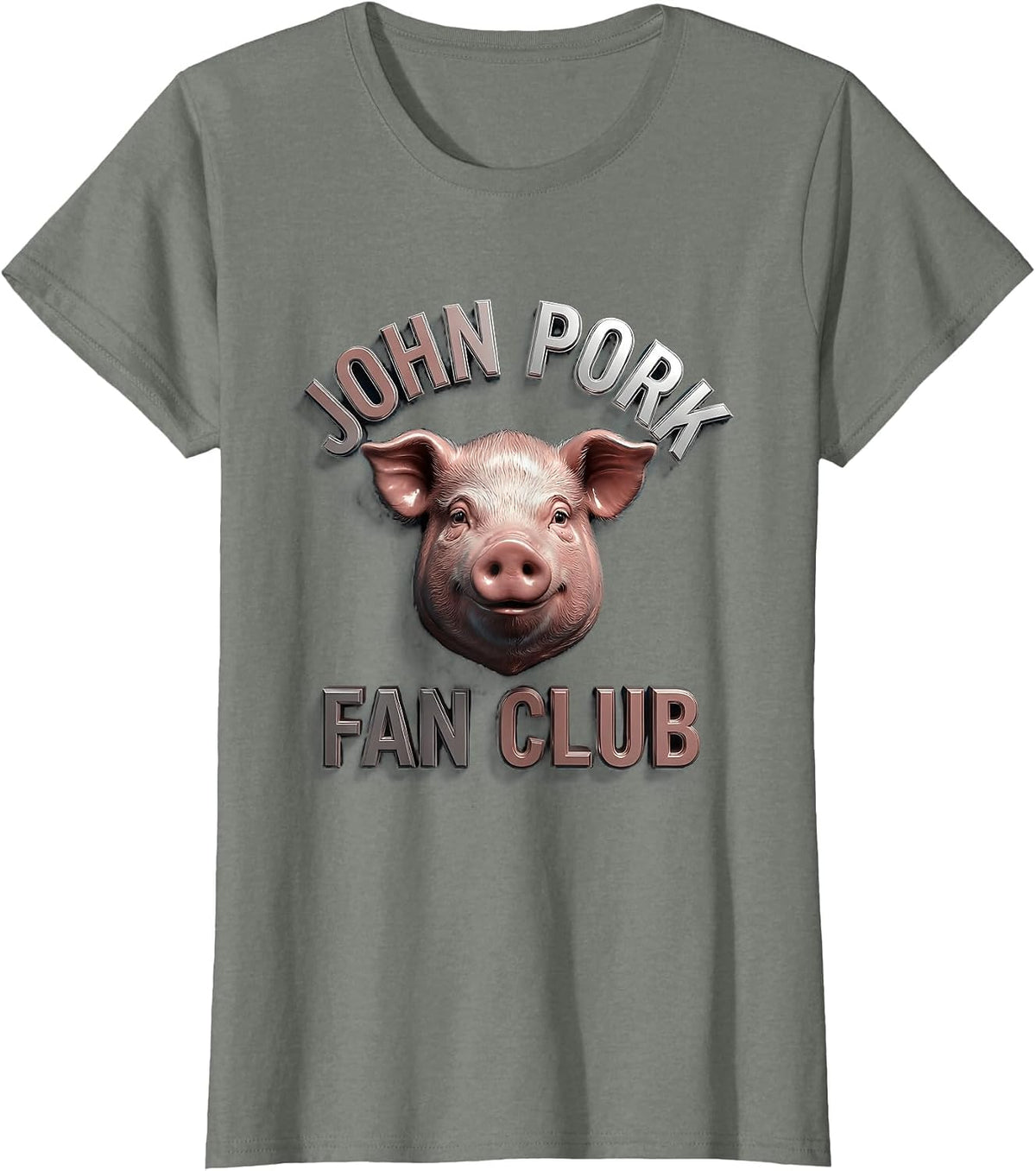 John Pork Fan Club Graphic Design T-Shirt - Olive Heather