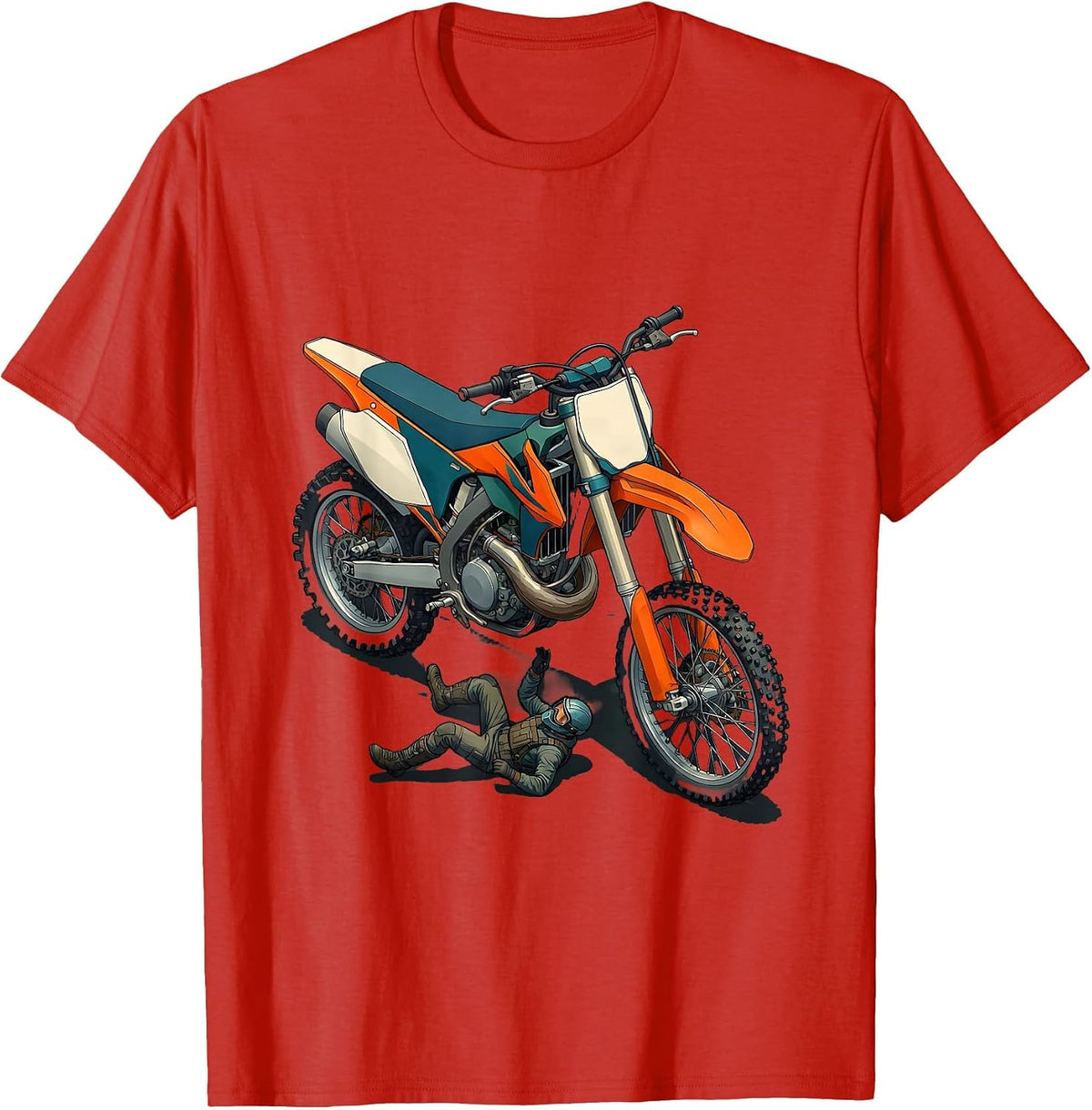Men's Dirt Bike Crash Funny Motocross Rider Gift T-Shirt - Red