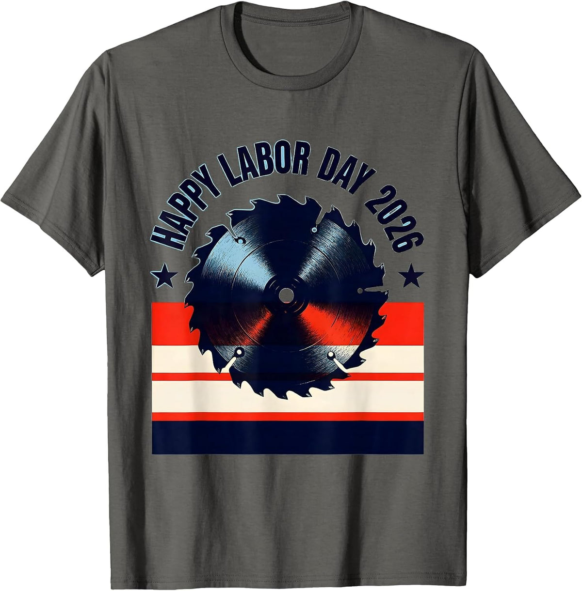 Happy Labor Day 2026 Patriotic Union Worker Pride T-Shirt - Asphalt Grey