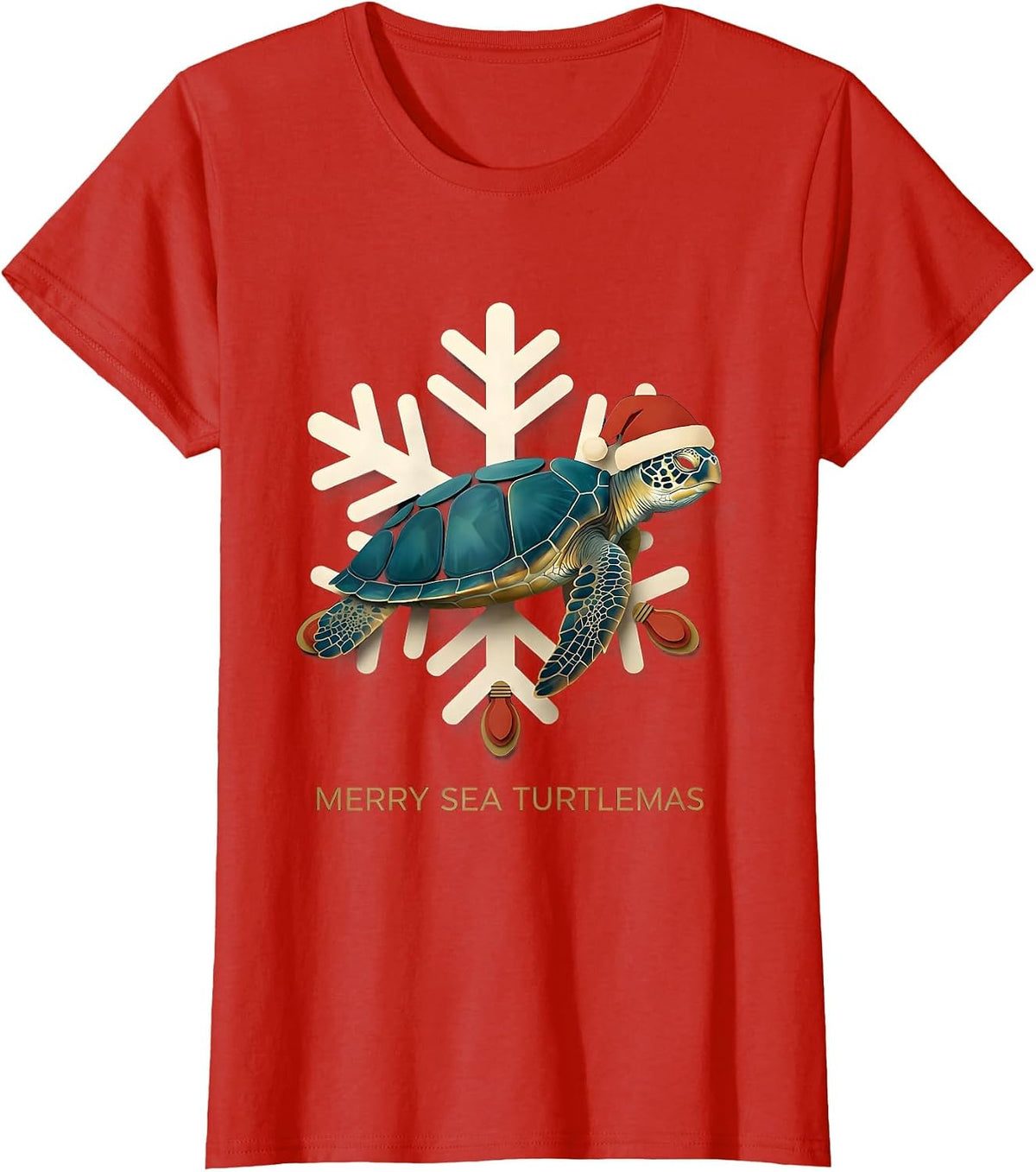 Merry Sea Turtlemas Whimsical Sea Turtle Lover Christmas T-Shirt - Red