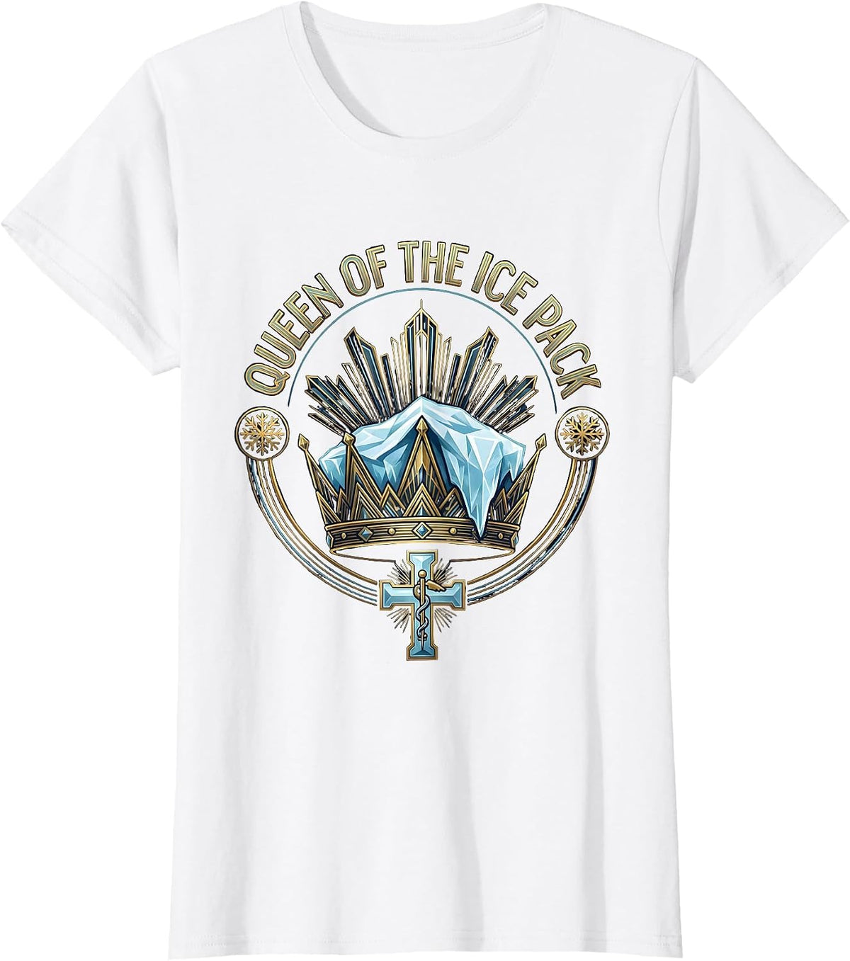 Women's Queen of the Ice Pack School Nurse Design T-Shirt - White