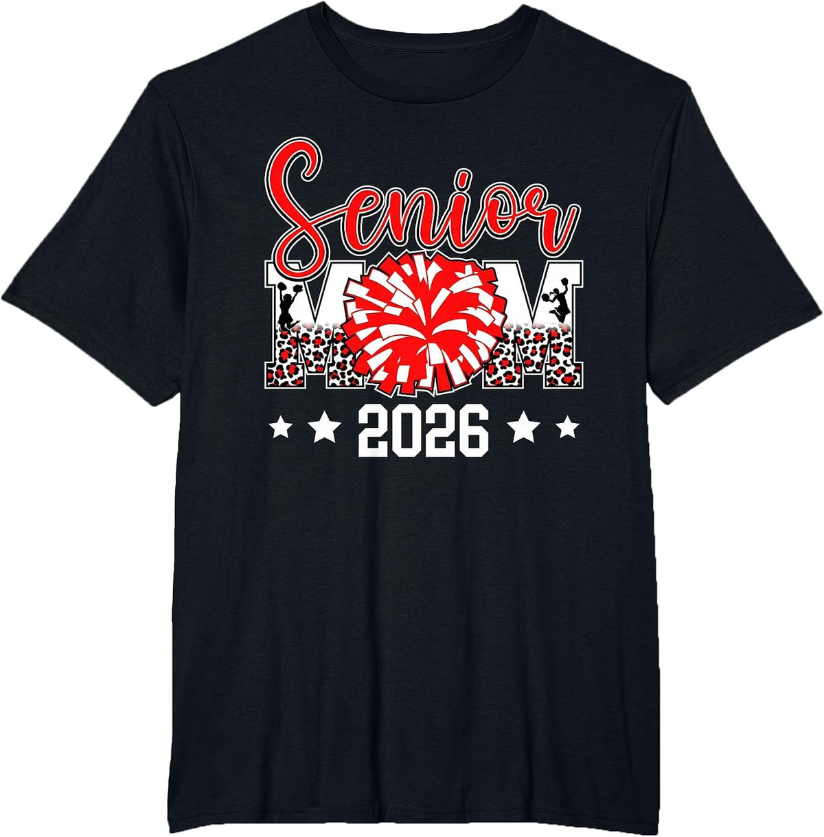 Cute Cheer Senior Mom 2026 Cheerleading Senior Mother 2026 T-Shirt - Black