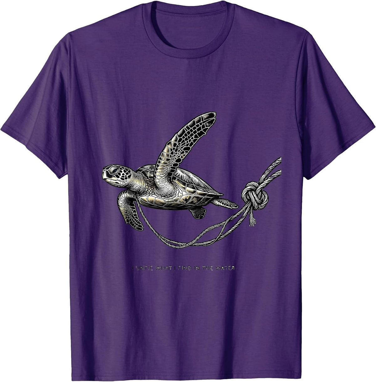 Men's I Untie What I Find In The Water Funny Sea Turtle Ocean T-Shirt - Purple