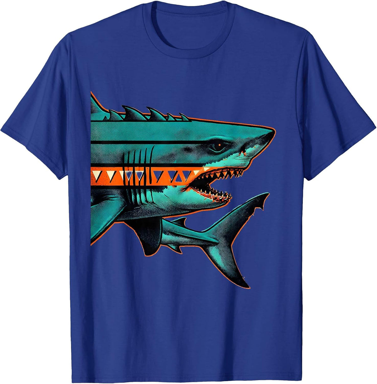 Men's Goblin Shark Risograph Ocean Wildlife Humor T-Shirt - Royal Blue
