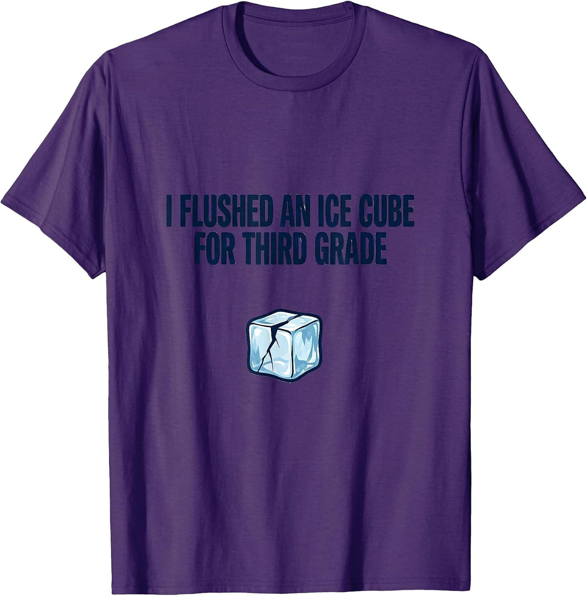 I Flushed An Ice Cube For Third Grade Funny Teacher T-Shirt - Purple