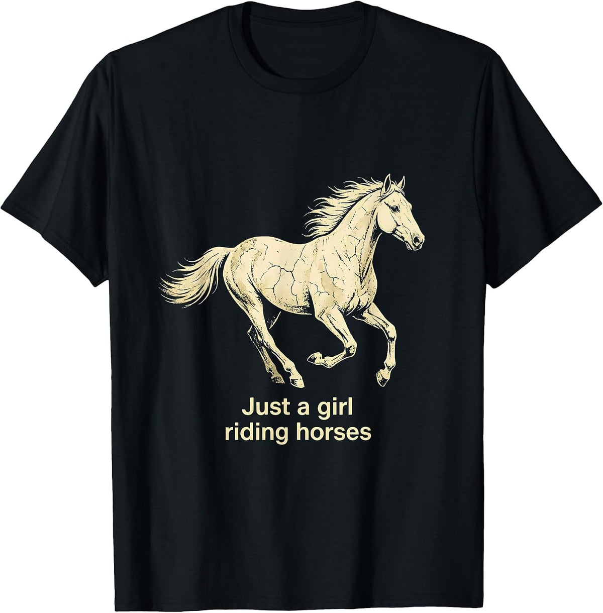 Men's Just a Girl Riding Horses Equestrian Design T-Shirt - Black