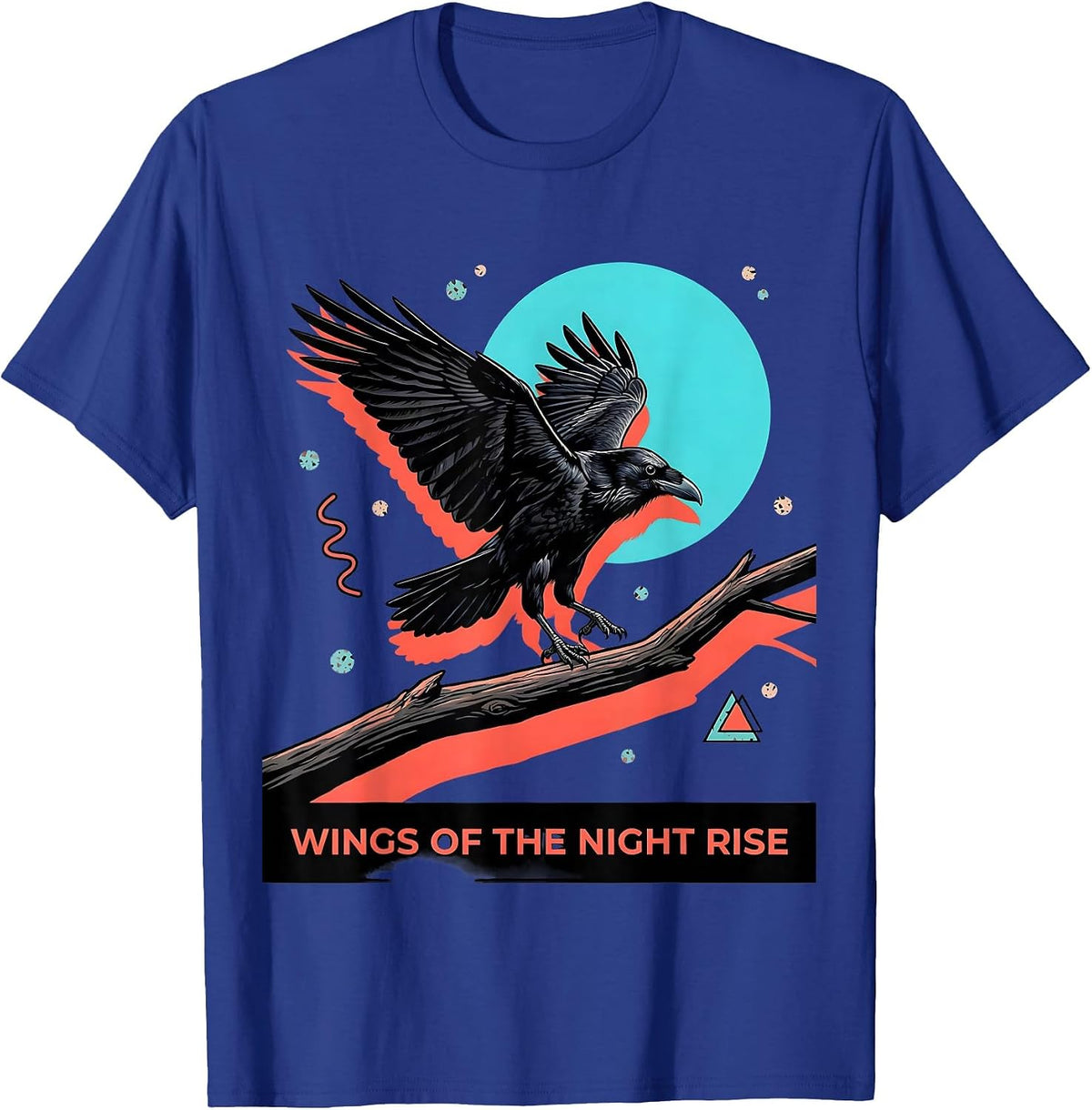 Men's Wings of the Night Rise Halloween Raven Design T-Shirt - Royal Blue