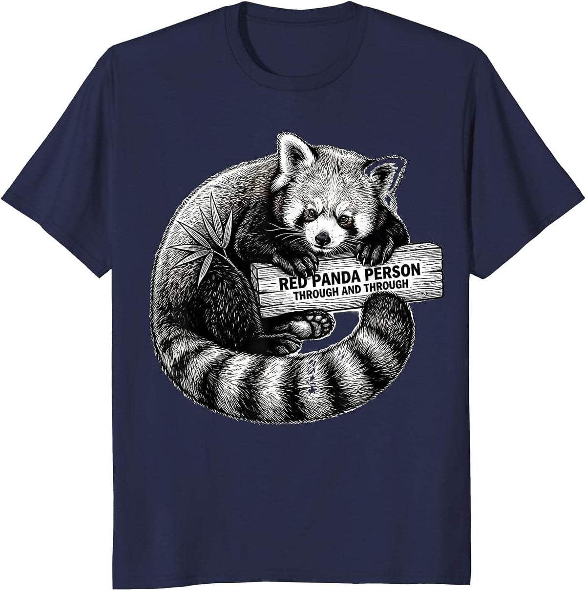Men's Red Panda Person, Through And Through Cute Panda Lover Gift T-Shirt - Navy Blue