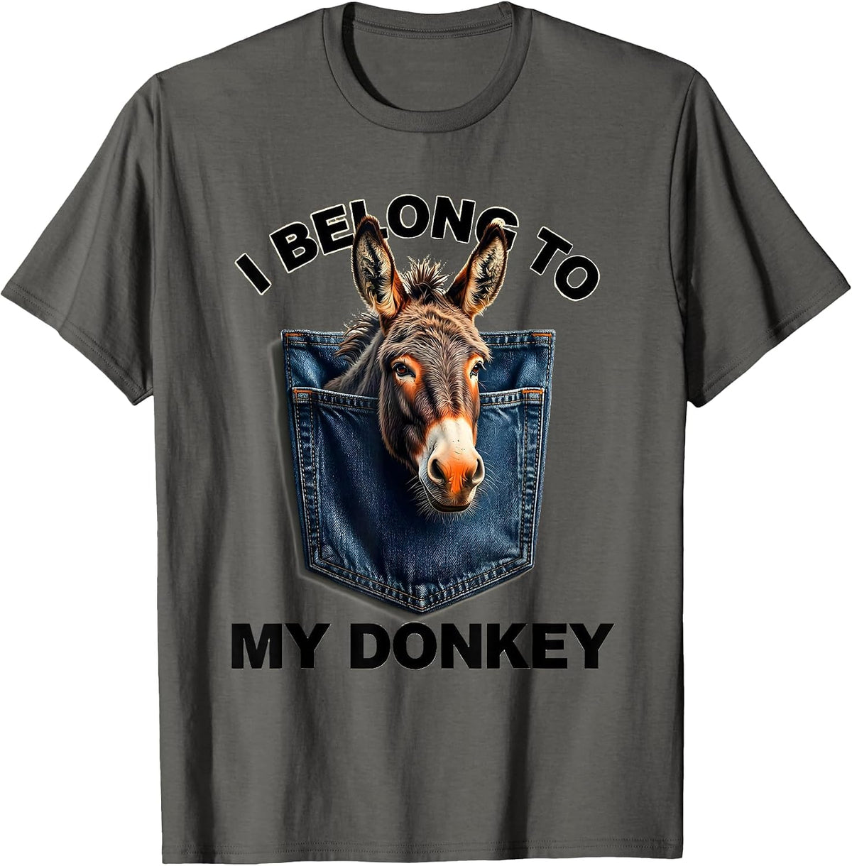 Men's I Belong To My Donkey Funny Donkey Lover Animal Humor T-Shirt - Asphalt Grey